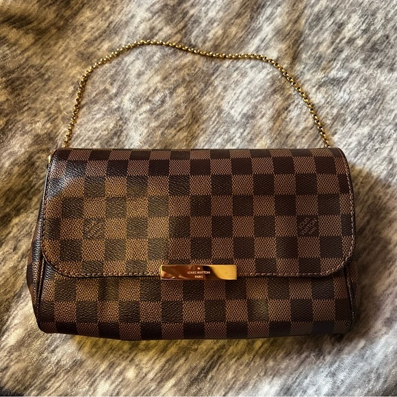 LOUIS VUITTON EBENE DAMIER FAVORITE MM CROSSBODY BAG - Picture 1 of 16